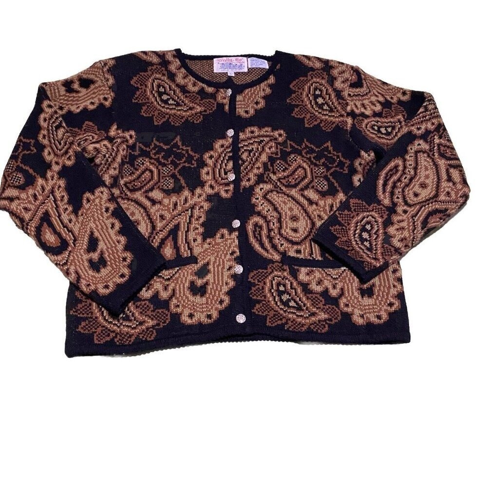 Tally Ho Acrylic Cardigan Sweater Womens Large Vintage 90s Knit Buttons